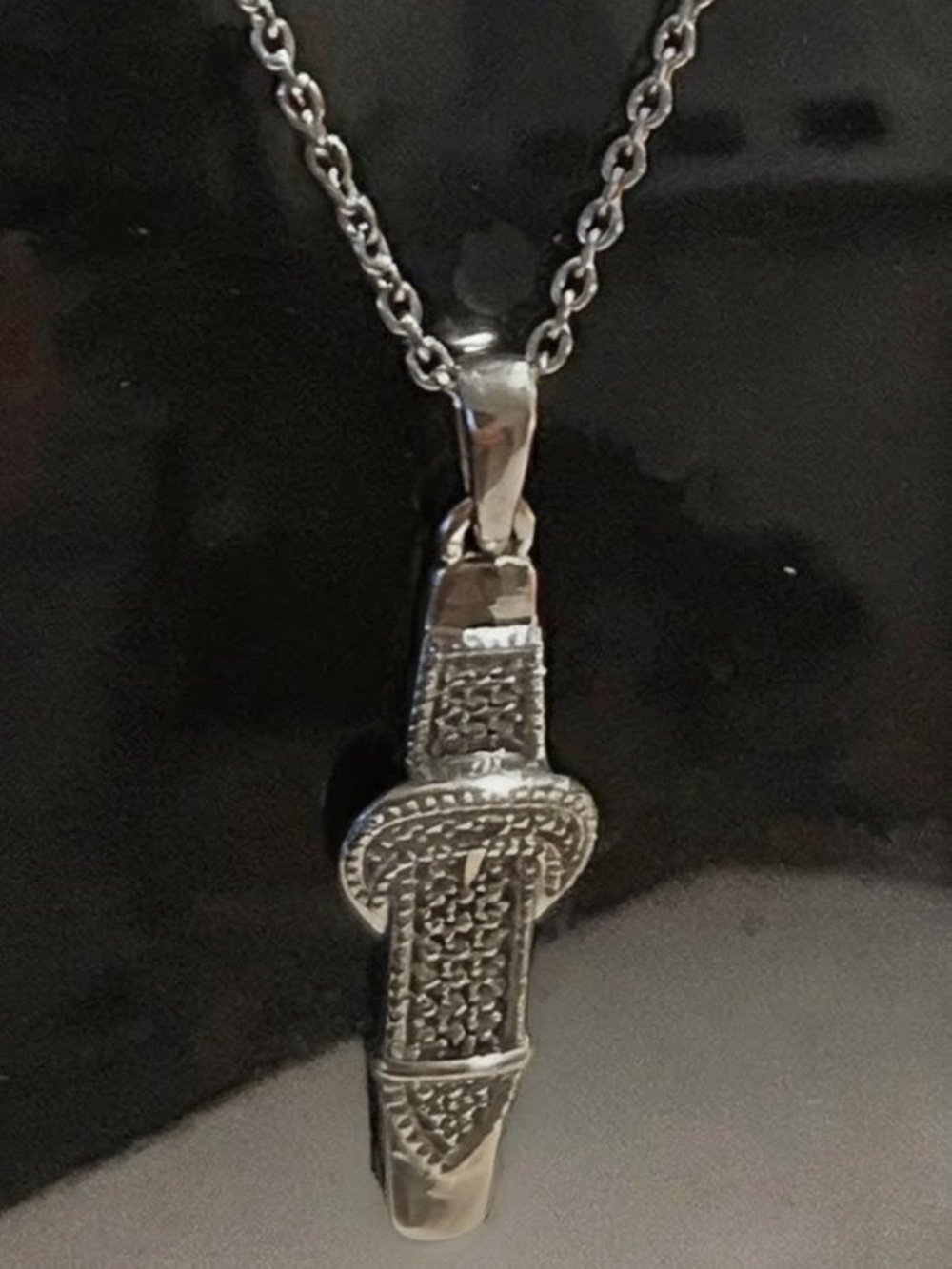 Karris Sterling Silver Belt Pendant Necklace — Silver
